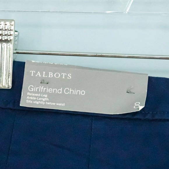 Talbots Size 8 Blue Girlfriend Chino Blue Button Zip Stretch Ankle Cotton Pants - Picture 3 of 8